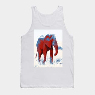 African Elephant Shirt | Pop Art Red and Blue Elephant design Tank Top